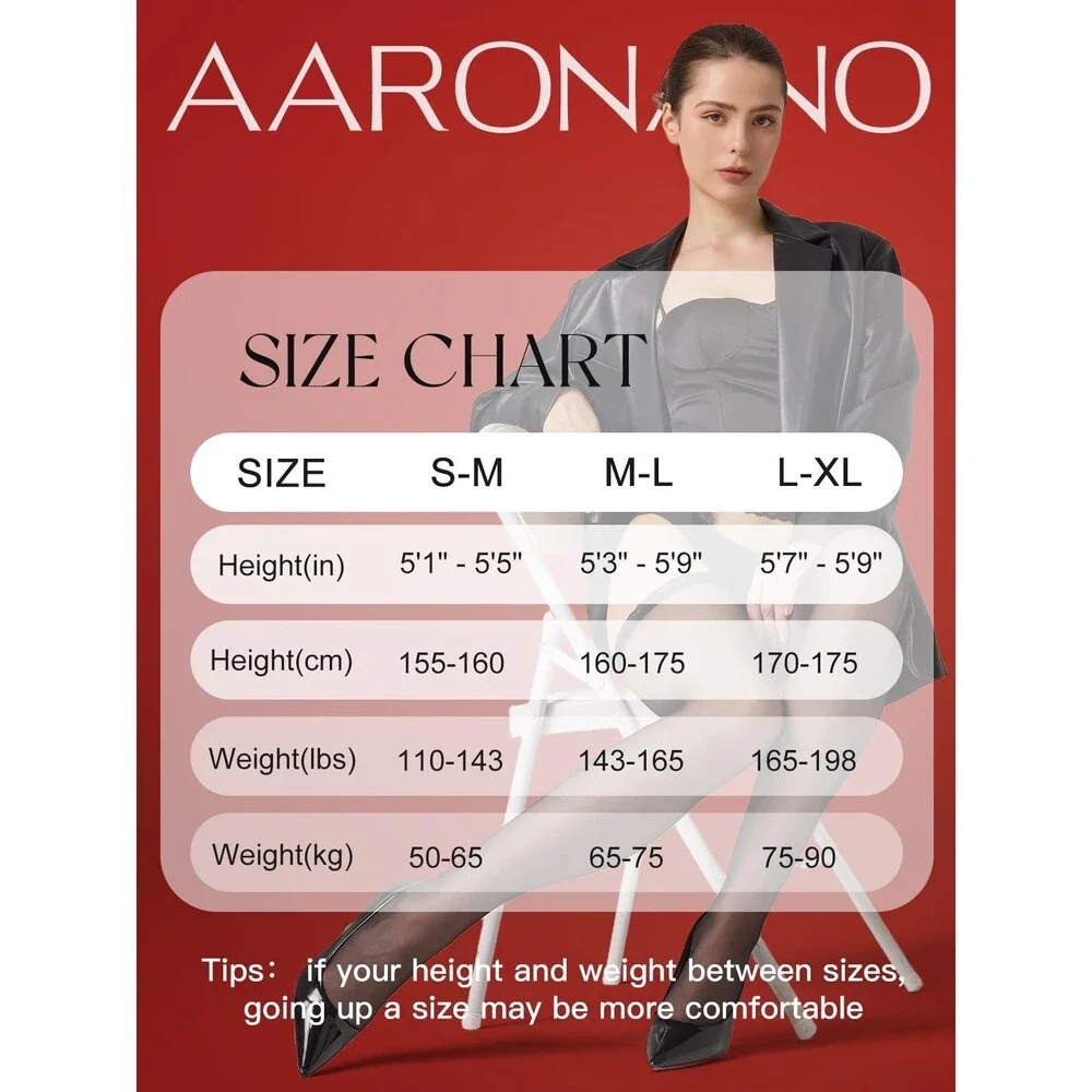 Aaronano Women's 2 Pairs Patterned Garter Tights Lace Suspender Pantyhose L-XL
